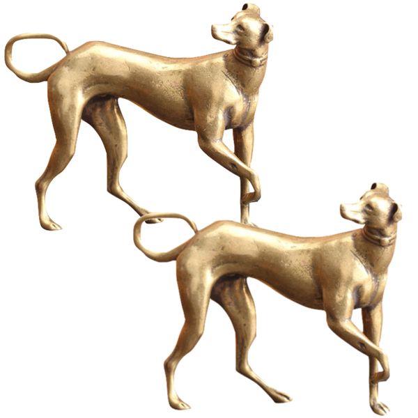 Home Decor Antique Miniature Loyal Brass Dog Ornament - Set of 2 - 5.3 x 6.3cm