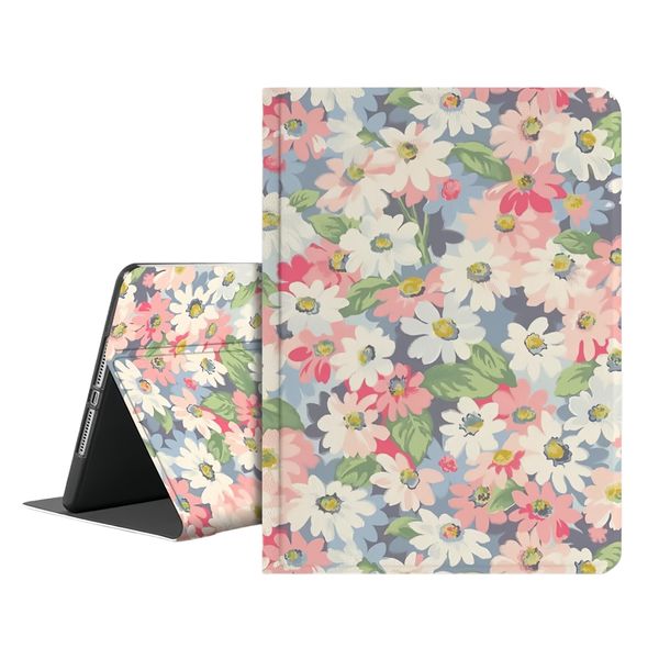Flower Tablet Case with Pencil Holder Compatible with iPad 10.2in