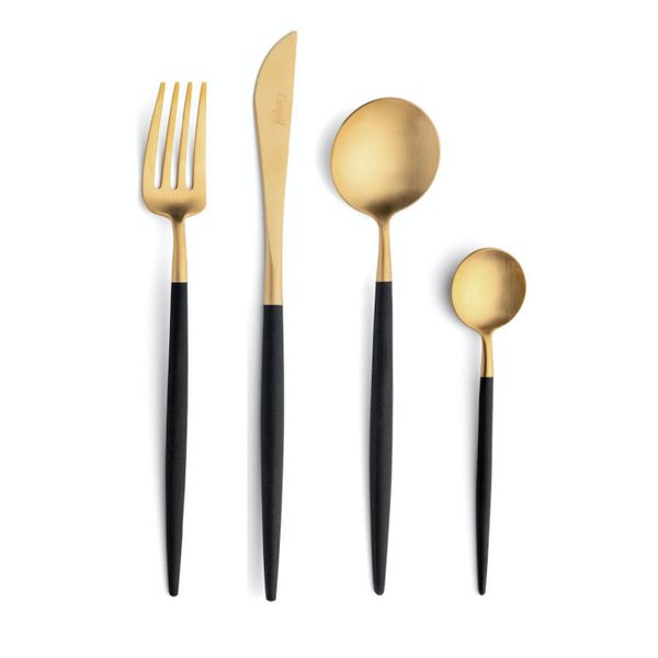 4 Piece Black and Gold Stainless Steel Cutlery
