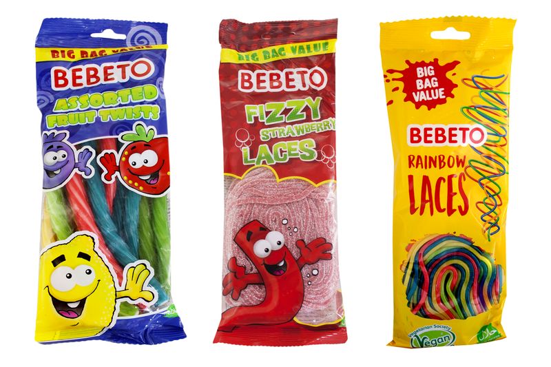 Bebeto Rainbow Laces, Strawberry Fizzy Laces &amp; Assorted Twists