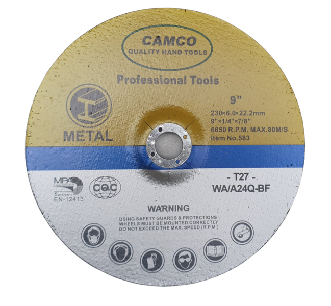 Camco (Single) Grinding Disc - Steel - 230mm x 6mm x 22.2mm