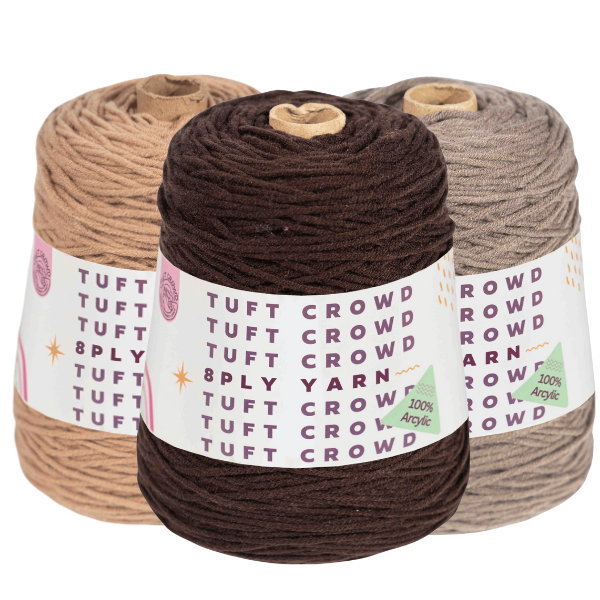 TUFT CROWD - Earth Yarn, 8-ply Tufting Yarn ( 3 x 400g ) , Knitting Yarn