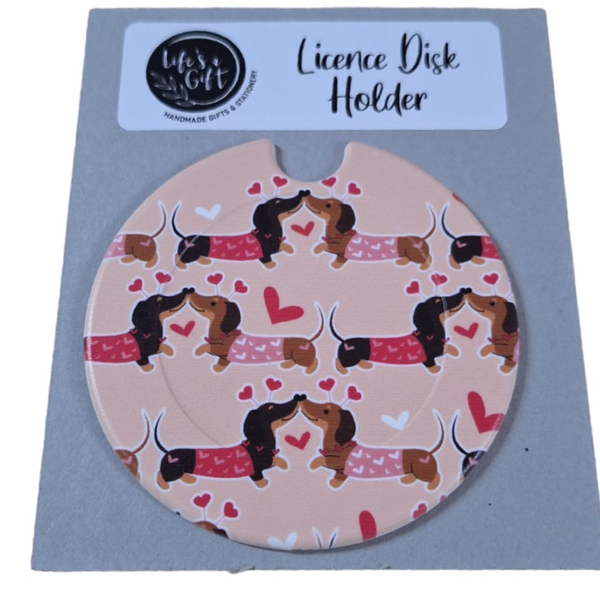 Licence Disk Holder - Dachshund Love