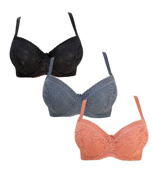 Women Lace Plus Size Bra Padded Underwired for Everyday Comfort