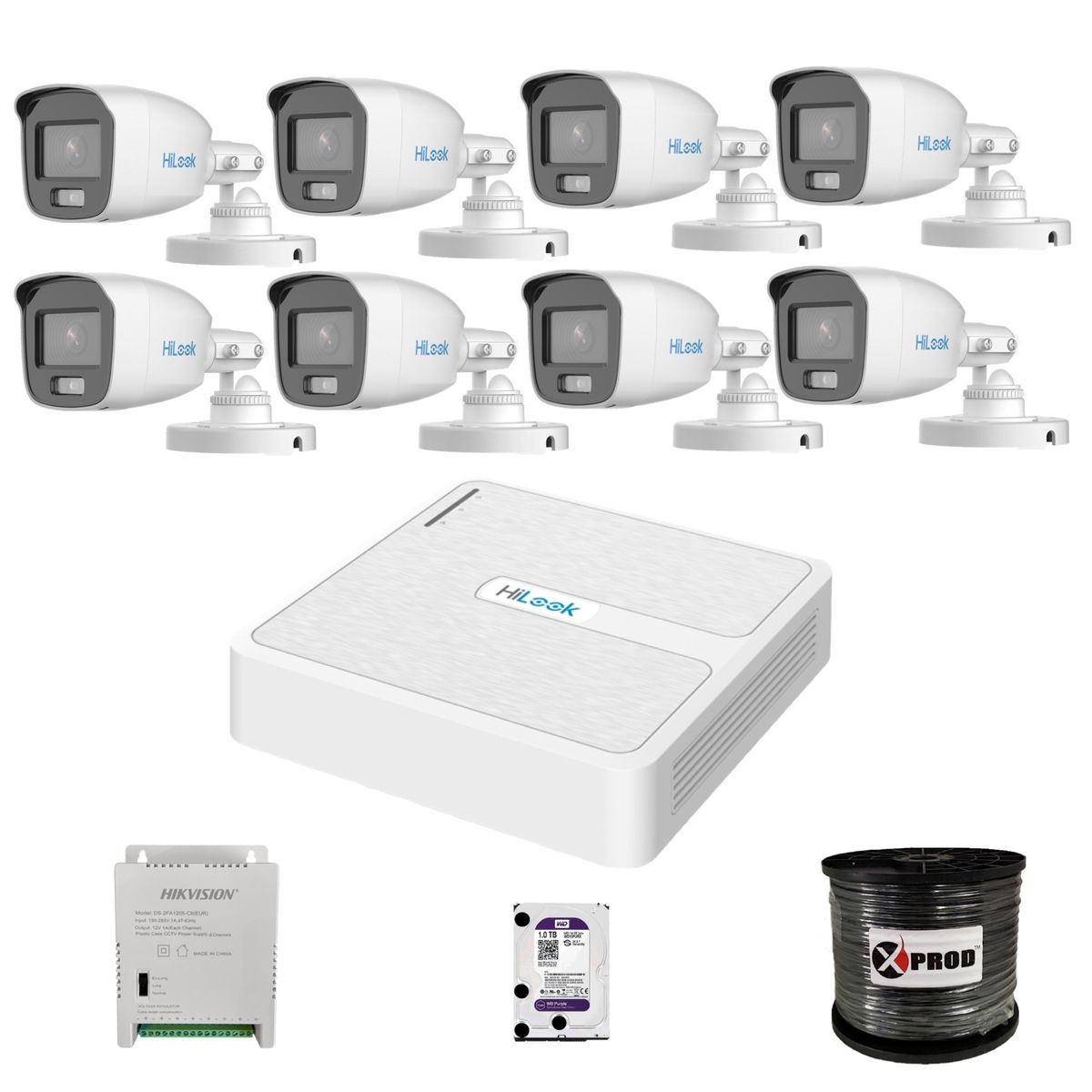 Hilook 8 Channel 1080p ColorVu Complete Kit