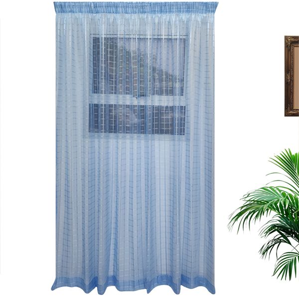 Matoc Designs Readymade Curtain -Grid Voile -Black -Taped
