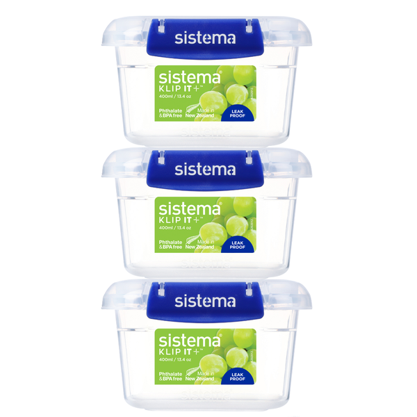 Sistema 400ml Rectangle Klip It Plus - 3 Pack