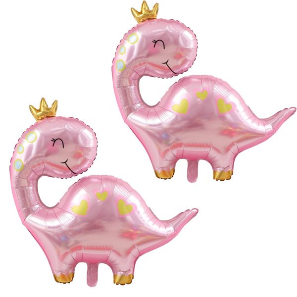 2 Pack 38 Inch Girl Dinosaur Balloons for Birthday Party Decorations