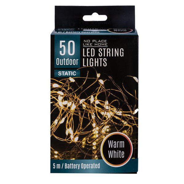 String Lights - Outdoor - Warm White Coloured - 5 m - 50 LED