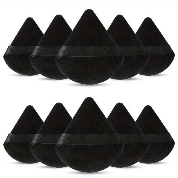 10 Pieces Reusable Triangle Powder Puff - Soft Plush Sponges
