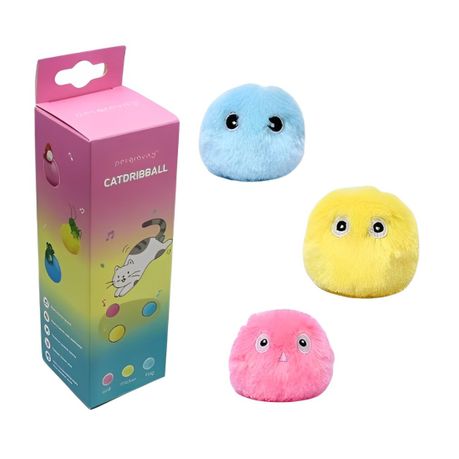 Cat Toy Pet Smart Chirping Ball Interactive Cat Plush Toy Ball - 3 Pack Image