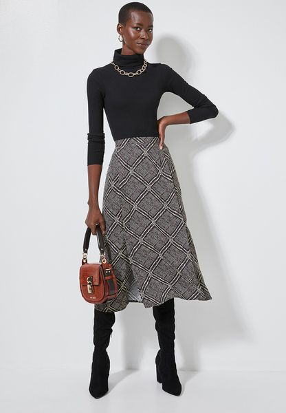 Women's Superbalist Split Midi Skirt - Brown Check