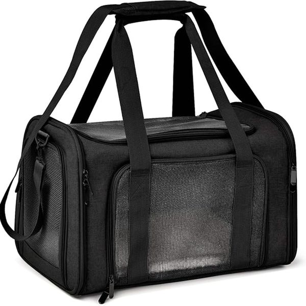 Soft Sided Collapsible Pet Carrier for Small Medium Cat Puppies up to 15Lbs