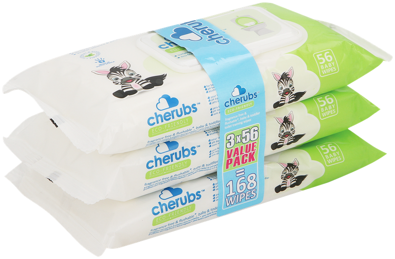 Cherubs Eco-Friendly Fragrance Free Flushable Baby &amp; Toddler Training Wipes
