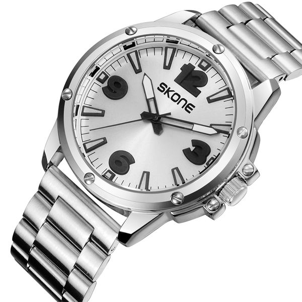 Skone Kingsmead Mens Watch Silver 3 Bead Link Strap - Silver Face