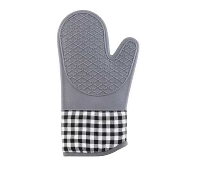 Silicone Oven Mitt with Cotton Lining, Heat Resistant Kitchen Glove