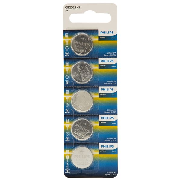 Philips - CR2025 Lithium Coin Battery 3V 5 Blister