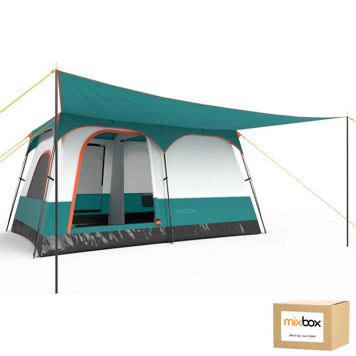 Mix Box Outdoor Camping 8-12 Person Family Canopy Tent, 2 Room,Extal large