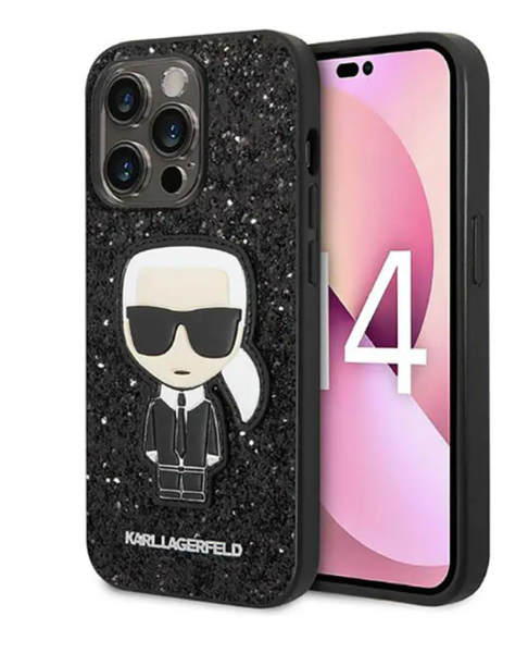 Karl Lagerfeld Glitter Hardcase iPhone 14 Pro Max - Black