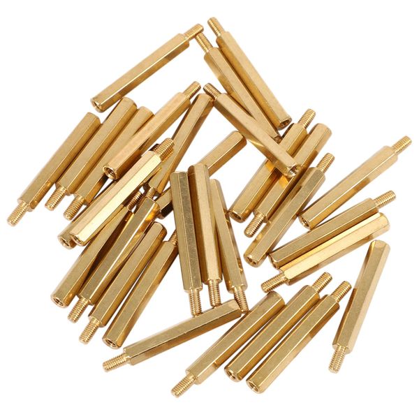 30Pcs M3 3mm Male Female Brass PCB Spacer Hex Stand-Off Pillar 30mm