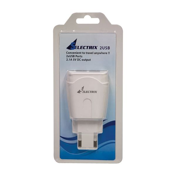 Bulk Pack x 2 Plug-Adaptor 2 x USB Ports