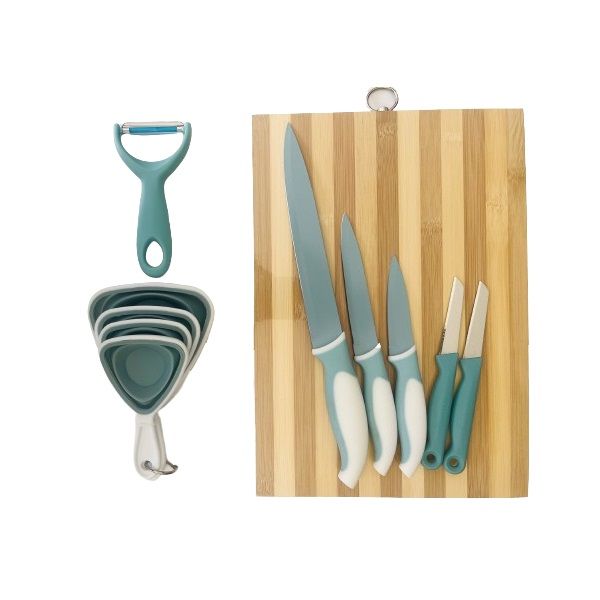 Kitchen Knives, Bamboo Cutting Board, Measuring Spoons &amp; Peeler Gift Set