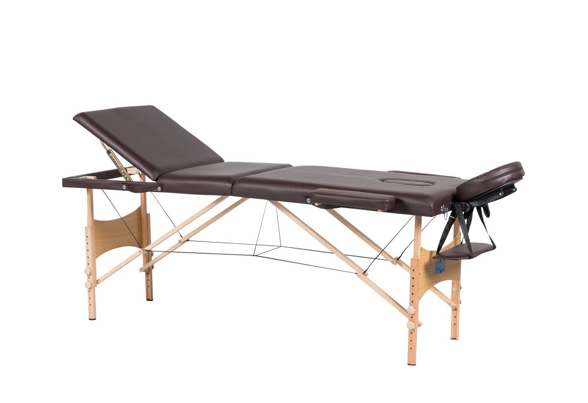 Hazlo Premium Portable Massage Table Bed 3 Section (Wooden) Brown