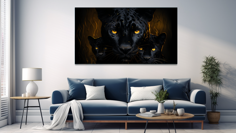 Canvas Wall Art - Gold Eyes Piercing Through Darkness - BK0259
