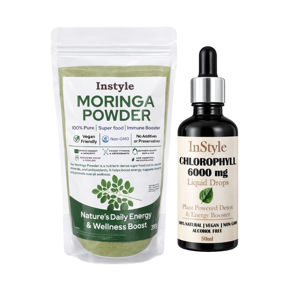 100% Organic Moringa Powder &amp; Liquid Chlorophyll Drops Extra Strength