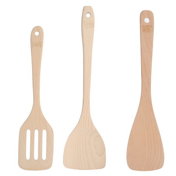3piece Set Unpainted Wood Spatula Kitchen Utensils Cooking Tool