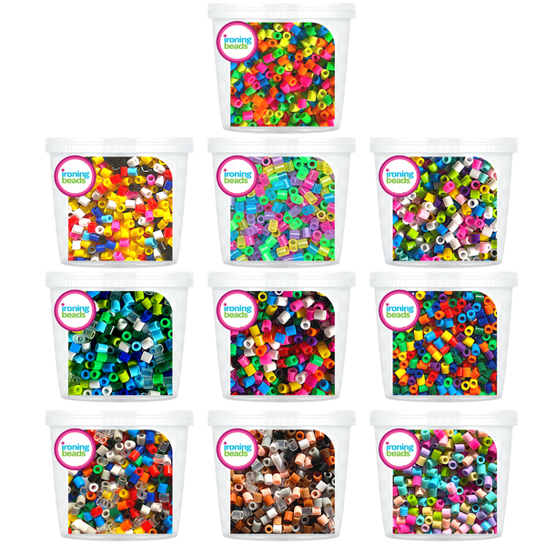 Ironing Beads - Mixed Fun Bead Colour Mix - 3500 Beads (10x350 Small Tubs)