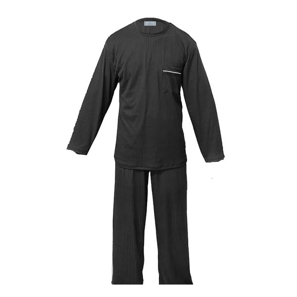 PJ Warehouse Mens Ribbed Winter Pj- Charcoal