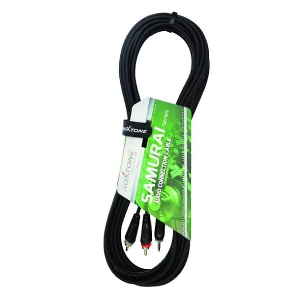 Roxtone RAYC150L3 Samurai Series 3.5mm Stereo Jack-2 RCA Male 3M