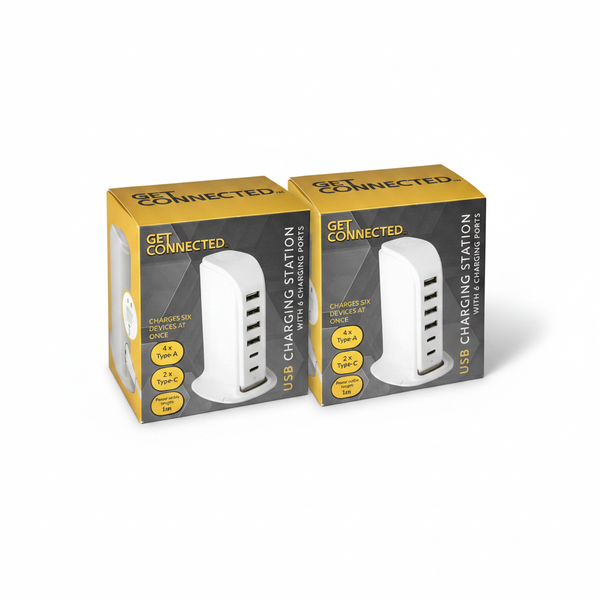 Get Connected USB Multi Port Charger Type C and A - 2 Pack