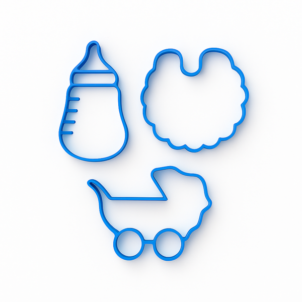 Baby Shower Cookie Cutter Set - 3-Piece Medium Size 3D Printed Baking Set
