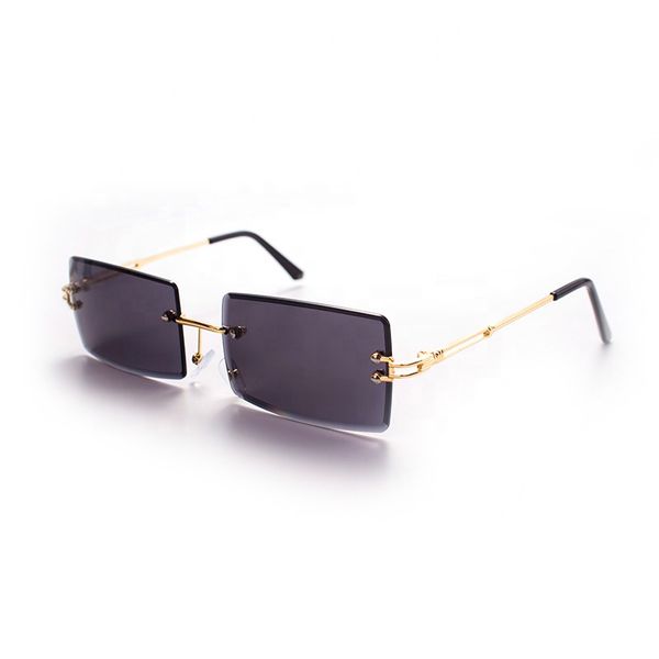 Rimless Rectangle Sunglasses (Black)