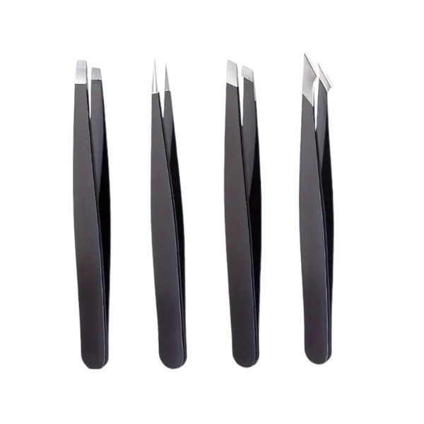 Versatile Tweezers Set with Slant, Pointed, Curved, and Flat Tips