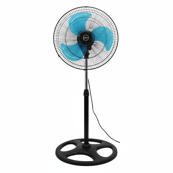 Black Adjustable Pedestal Fan with Oscillation - Indoor Floor Fan