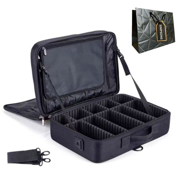 Makeup Cosmetic Bag with Dividers and Shoulder Strap &amp; Luxury Simpsons Bag