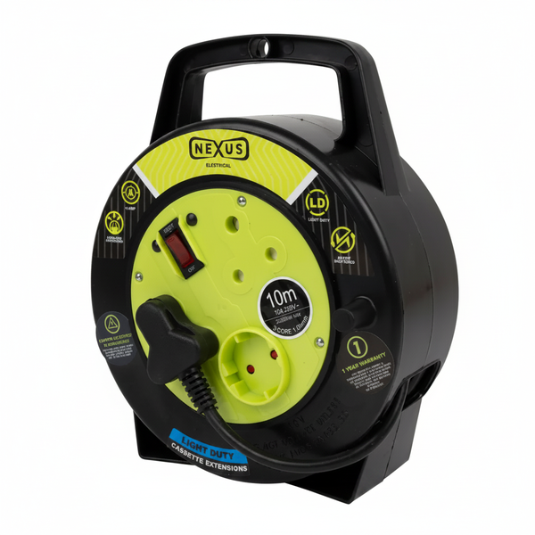 Nexus 10M Extension Reel Cassette with 1.0mm Cable, 10A Rating