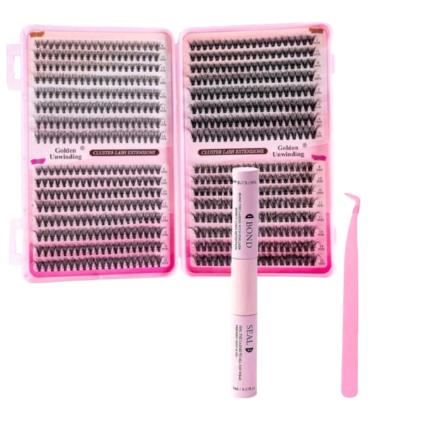 Bond &amp; Seal Individual Cluster Eyelash Kit 8-16mm Mix Curl Lash Kit