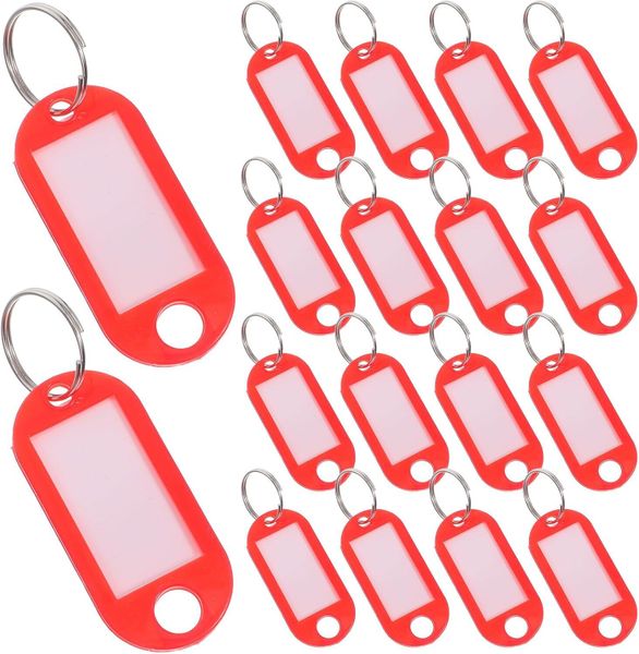 Red Plastic Key Tags with Split Rings Luggage Id Label Tags - 50 Piece