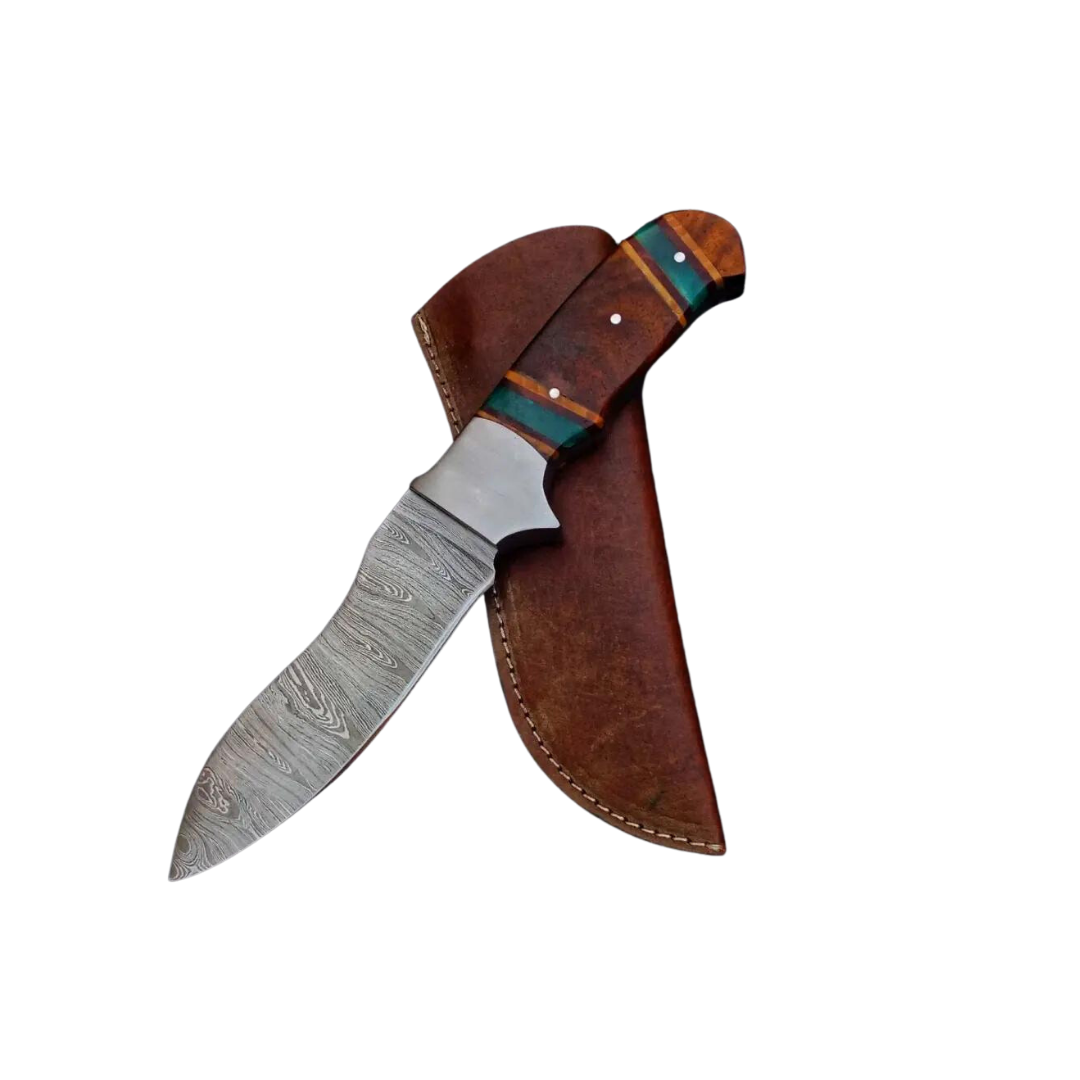 SA Knives Handmade Damascus Steel Hunting Knife Rosewood and Epoxy