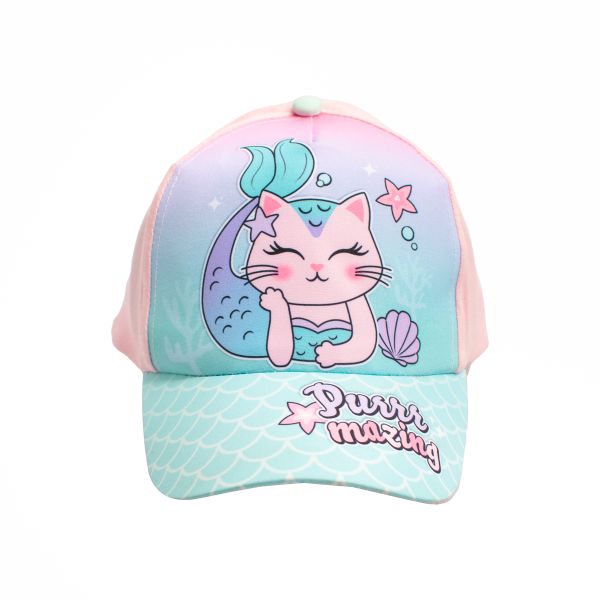 SQUIGGLE Girls Meowmaid Peak Cap - Fun, Stylish &amp; Sun-Safe Accessory