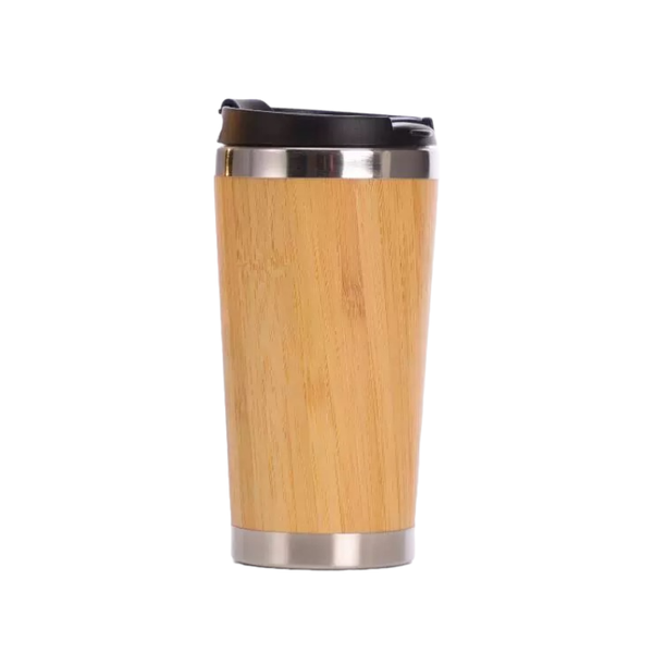 Insulated Bamboo Laminated Stainless Steel 450ML Flask