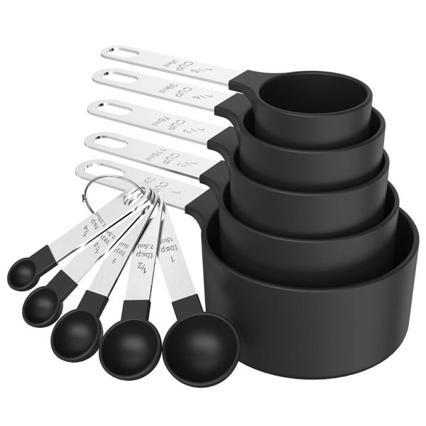 QYNIAL 10-Piece Stackable Measuring Cups &amp; Spoons Set