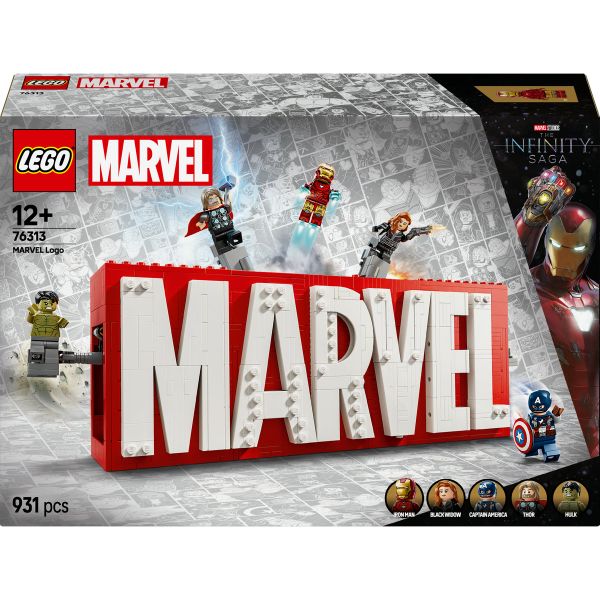 LEGO® Marvel: MARVEL Logo &amp; Minifigures Collectible, Buildable Set 76313