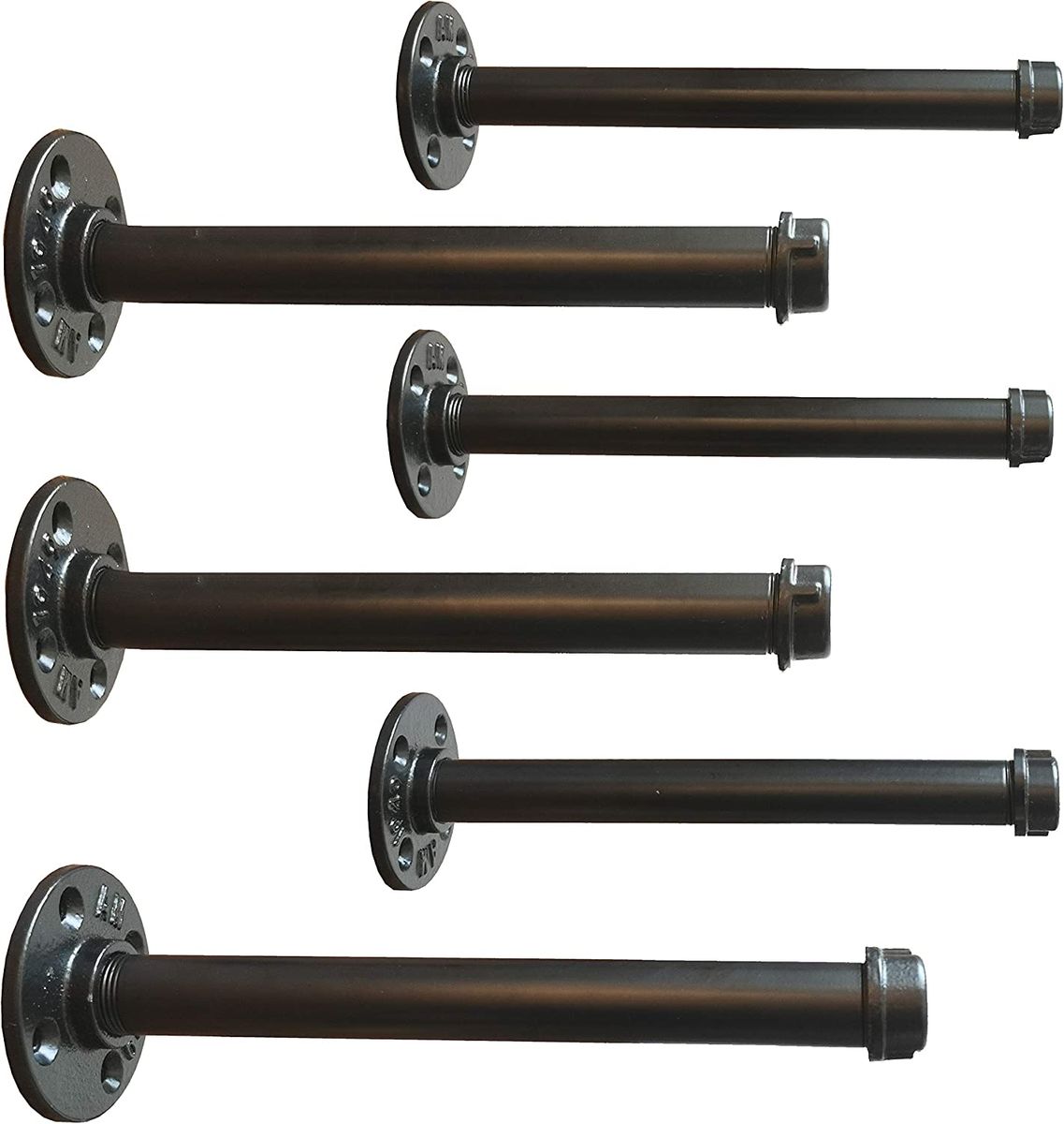 Industrial Pipe Shelf Brackets Set of 6