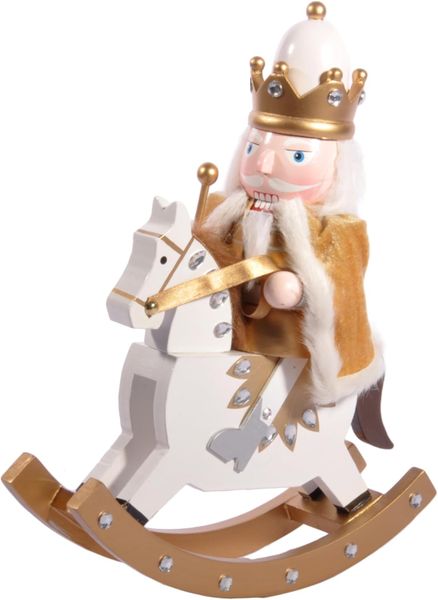 Christmas Soldier King on Horseback with Cloak Gold Nutcracker - 30cm