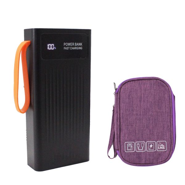 20000mAh 100W Fast Charge Powerbank with 4 Inbuilt USB Cables &amp; Carry Pouch